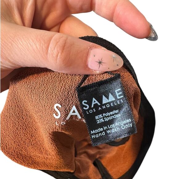 New Same Los Angeles Grace Bikini Bottom Burnt Sienna Black Small High Cut - Picture 8 of 9